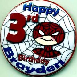 Birthday Party Buttons Siderman Inspired Personalized Buttons Custom Buttons