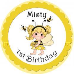 Bumble Bee Personalized Labels 2 inch Round Favor tag For Bee Party Stickers Set of 40