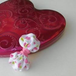 Hair Bows-Small Pink Dots Bow Tie for Little Girls Pink Dots Clip Bow